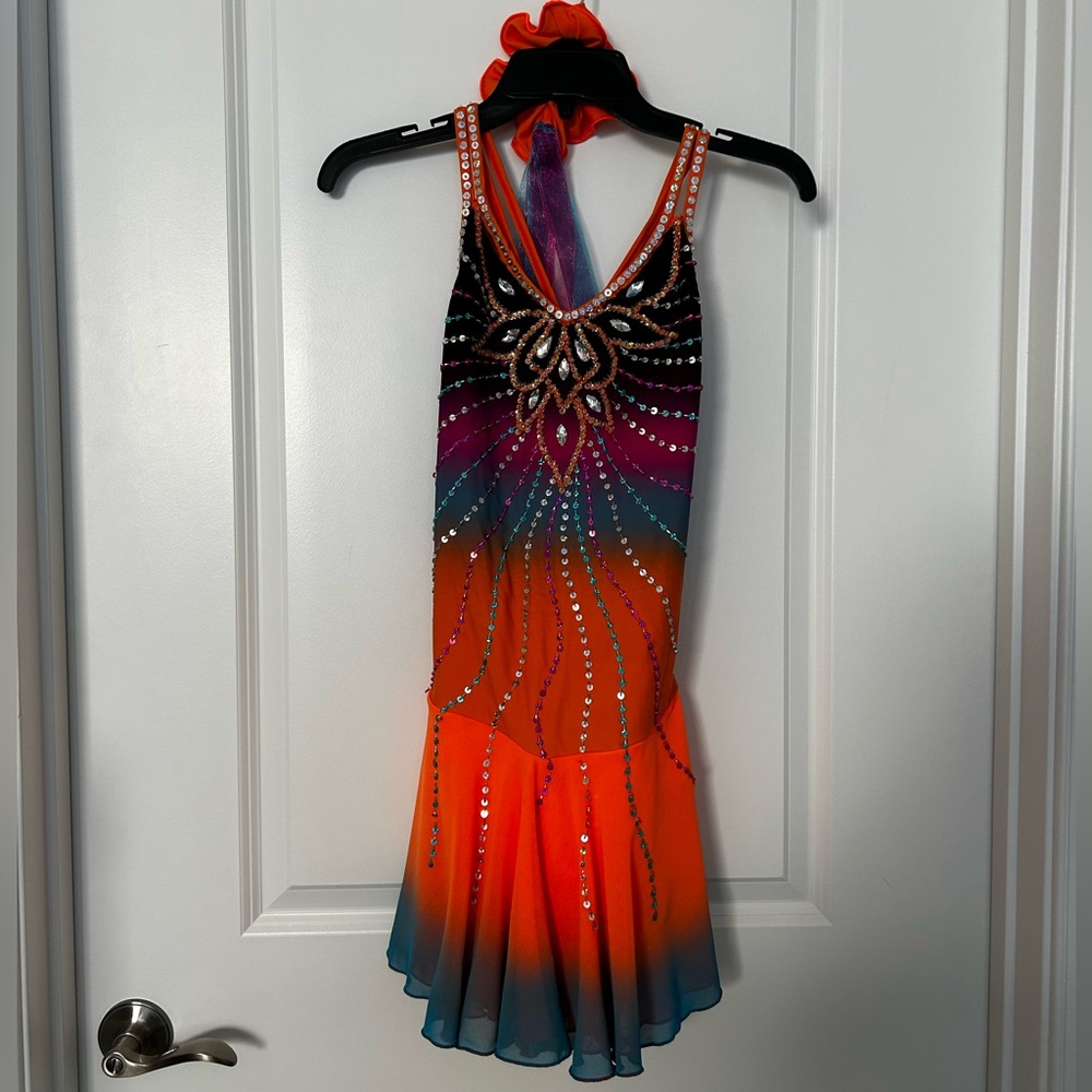 Multicolor Ice Skating/Dance Dress with Beads and Sequins